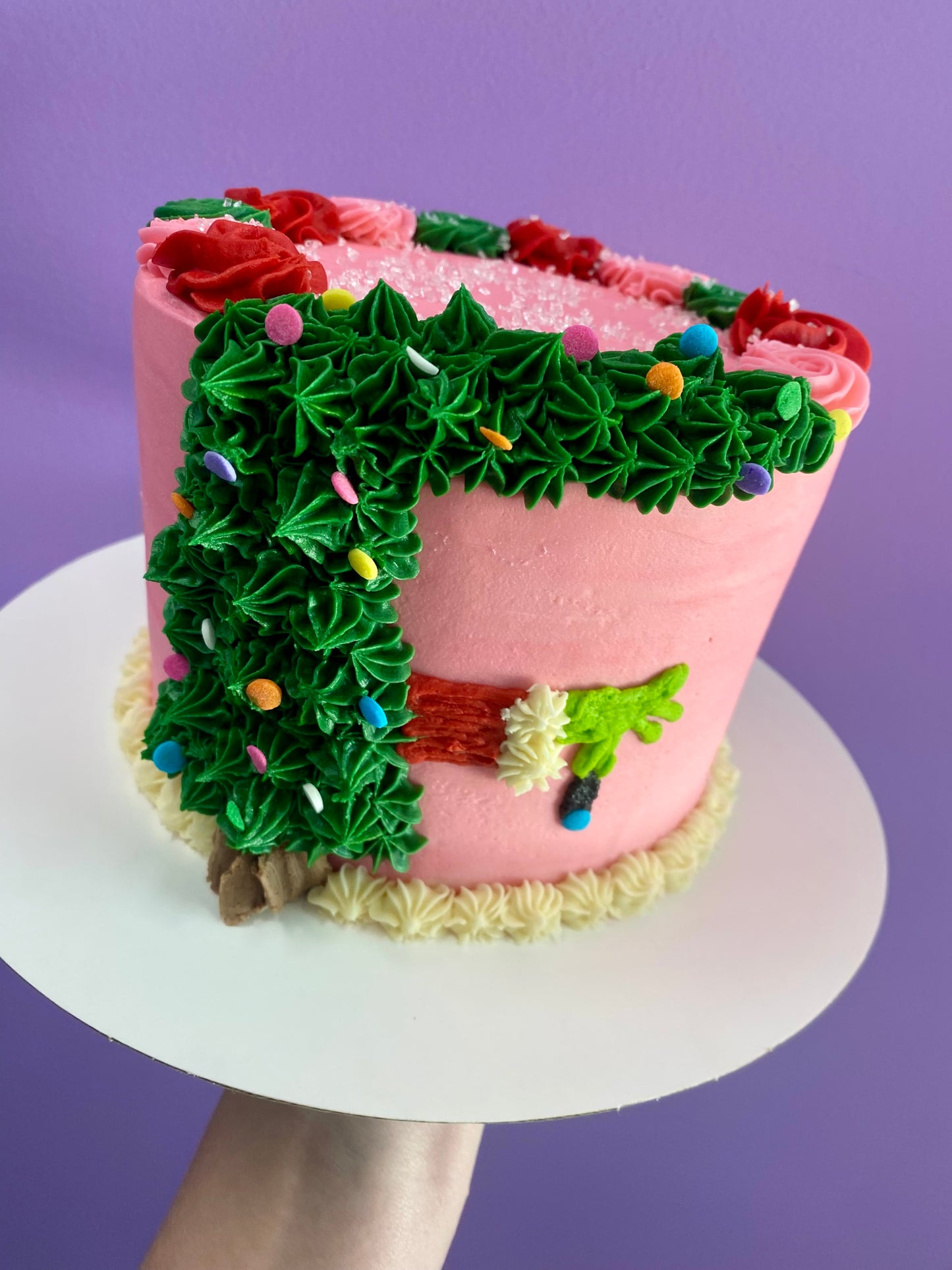 Grinch Christmas tree cake